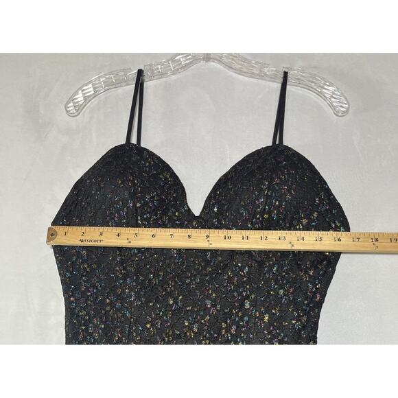 Faeriesty Tiered Lace Tulle Gown XL Black Rainbow Sparkle Fairy Whimsy Goth Prom - Picture 7 of 15